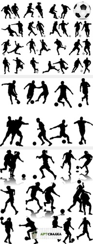 Игра в футбол - силуэты людей | The game of football - silhouettes of people
